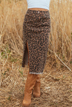 Load image into Gallery viewer, Leopard Denim Split Midi Skirt