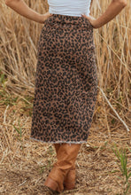 Load image into Gallery viewer, Leopard Denim Split Midi Skirt
