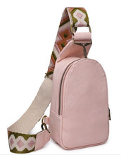 Load image into Gallery viewer, Pink Faux Leather Zipped Crossbody